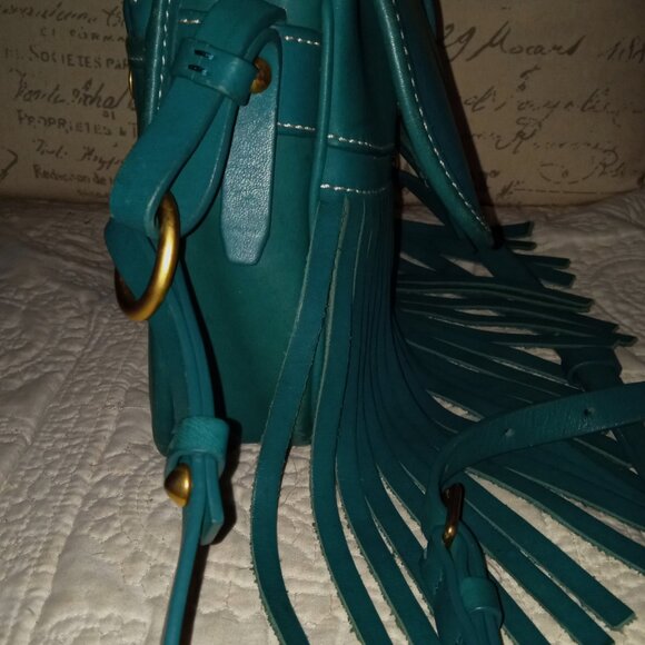 Dooney & Bourke Lulu Fiona Teal Leather Crossbody - Picture 5 of 9